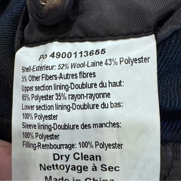 NEW Lauren Ralph Lauren Mens Peacoat 40R Black Double Breasted Wool Blend Coat - Picture 10 of 14